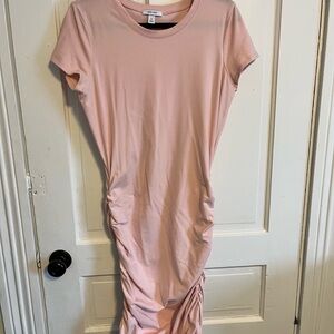 Nine West Blush Pink Ruched Midi Dress